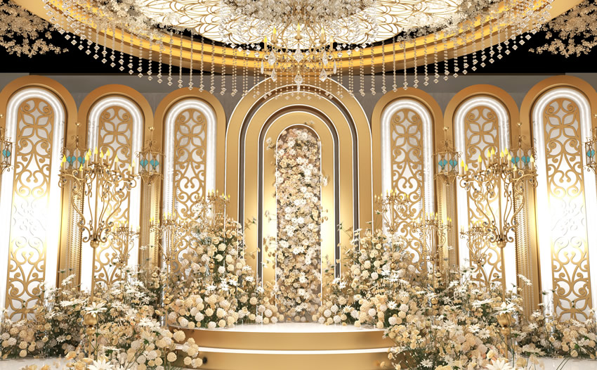 洞头香槟色调婚礼堂效果展示